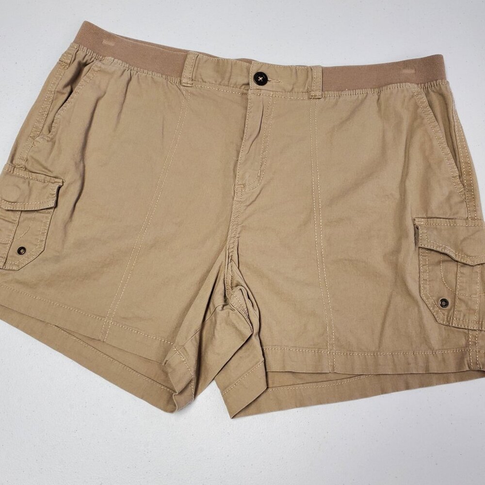 Dash Cargo Shorts  Large Khaki Tan Stretch Casual Outdoor Pockets Summer